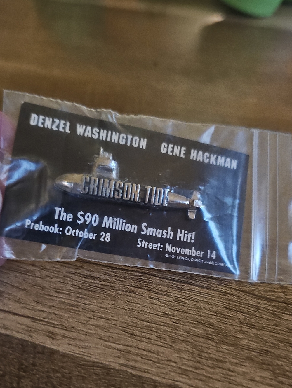 Rare Vintage 1995 Crimson Tide Movie Promo Submarine Lapel Pin